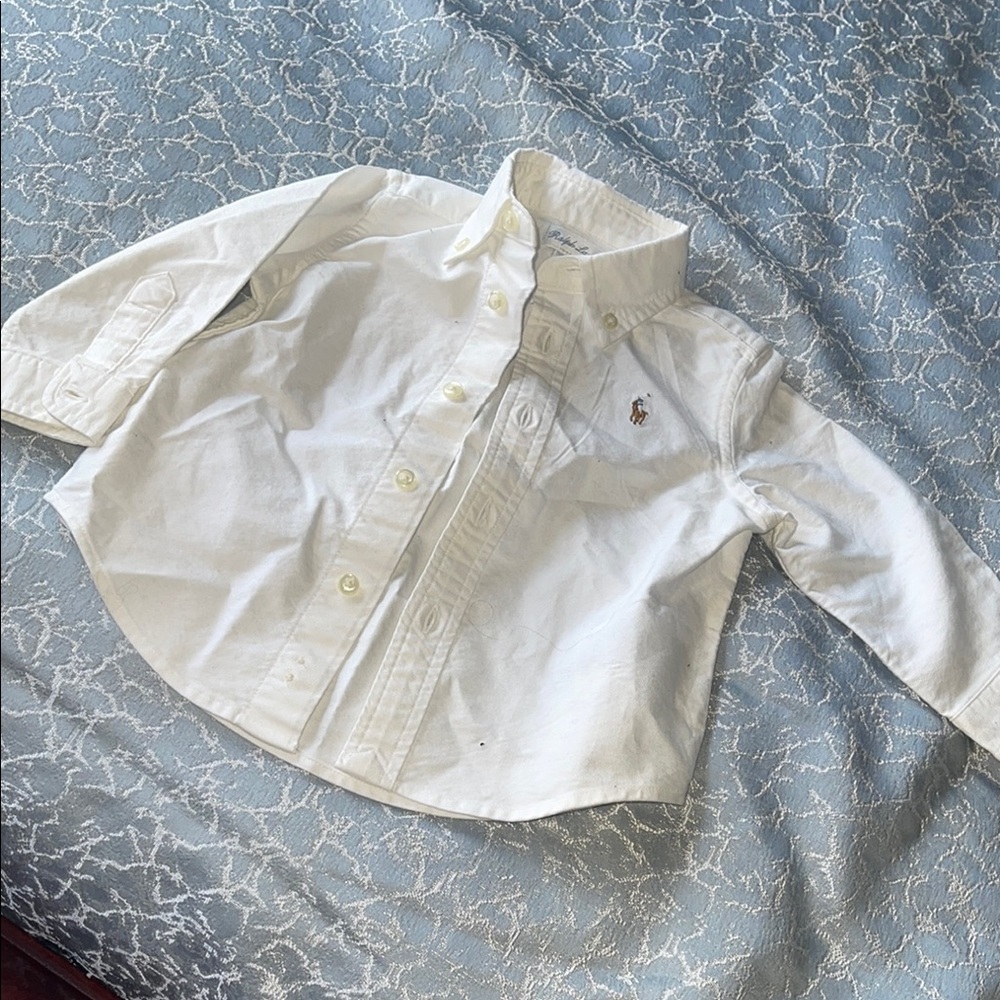 Classic Polo button down White Kids Shirt